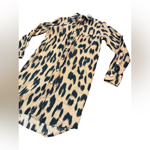 Emily Phillips Nashville TN CHEETAH LINEN GIRLFRIEND MINI DRESS Size Small - Picture 6 of 13